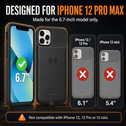 Alpatronix Battery Case for iPhone 12 Mini and iPhone13 Mini (5.4 inch), Slim Portable Protective Extended Charger Cover with Wireless Charging