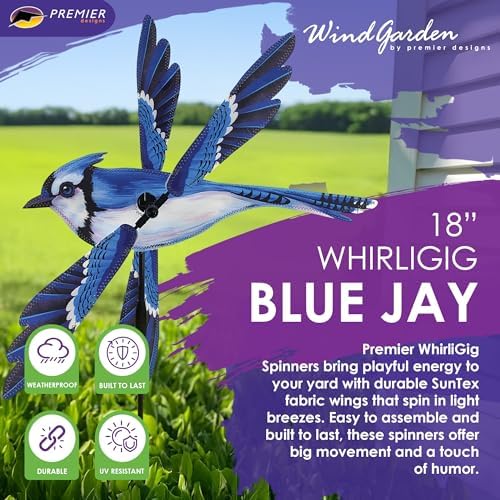 Whirligig Spinner Blue Jay 18" – Vibrant Bird-Themed Design, Weather-Resistant Outdoor Decor, Durable & Lightweight for Patios, Yards