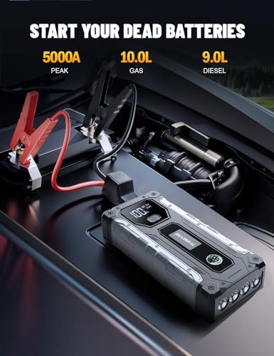 Sharmeal Car Battery Jump Starter 7000A, Jump Starter Battery Pack for All Gas and 12.0L Diesel, 12V Portable Jump Box with LED Light