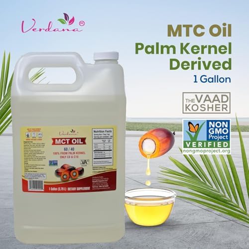 Verdana Food Grade MCT Oil – 1 Gallon (128 Fl Oz) – Premium C8/C10 Triglycerides – Keto & Paleo Friendly – Non-GMO