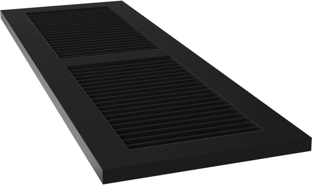 18"W x 60"H True Fit PVC Two Equal Louver Shutters, Unfinished (Per Pair - Hardware Not Included)