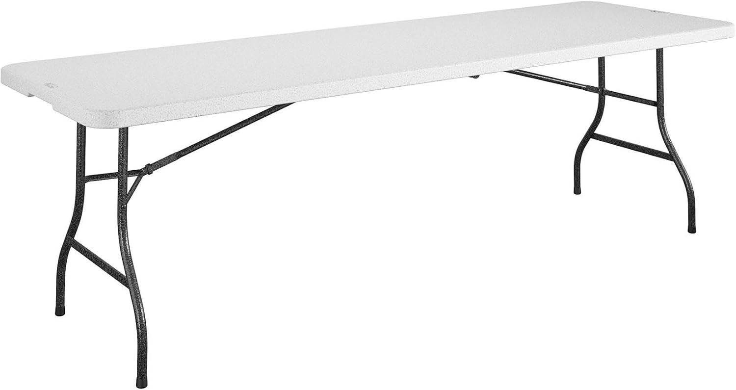 Cosco 6ft Fold-in-Half Blow Molded Folding Table, Indoor/Outdoor, Comfort Handle, Lightweight Plastic Construction - White