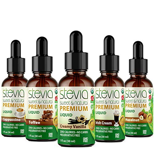 Stevia Intl - (Pack of 5) Coffee Lovers Bundle with 5 Flavors. Stevia Liquid Drops. All Naturally Sweet, Non-Bitter, No Sugar Added, 0 Carb, 0 Calorie