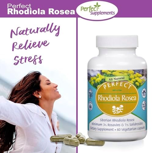 Perfect Supplements Rhodiola Rosea, for Better Focus, Energy, and Stress Relief, Optimal 3% Rosavins to 1% Salidroside Ratio, a Natural Adaptogen ~60 Vegetable Capsules