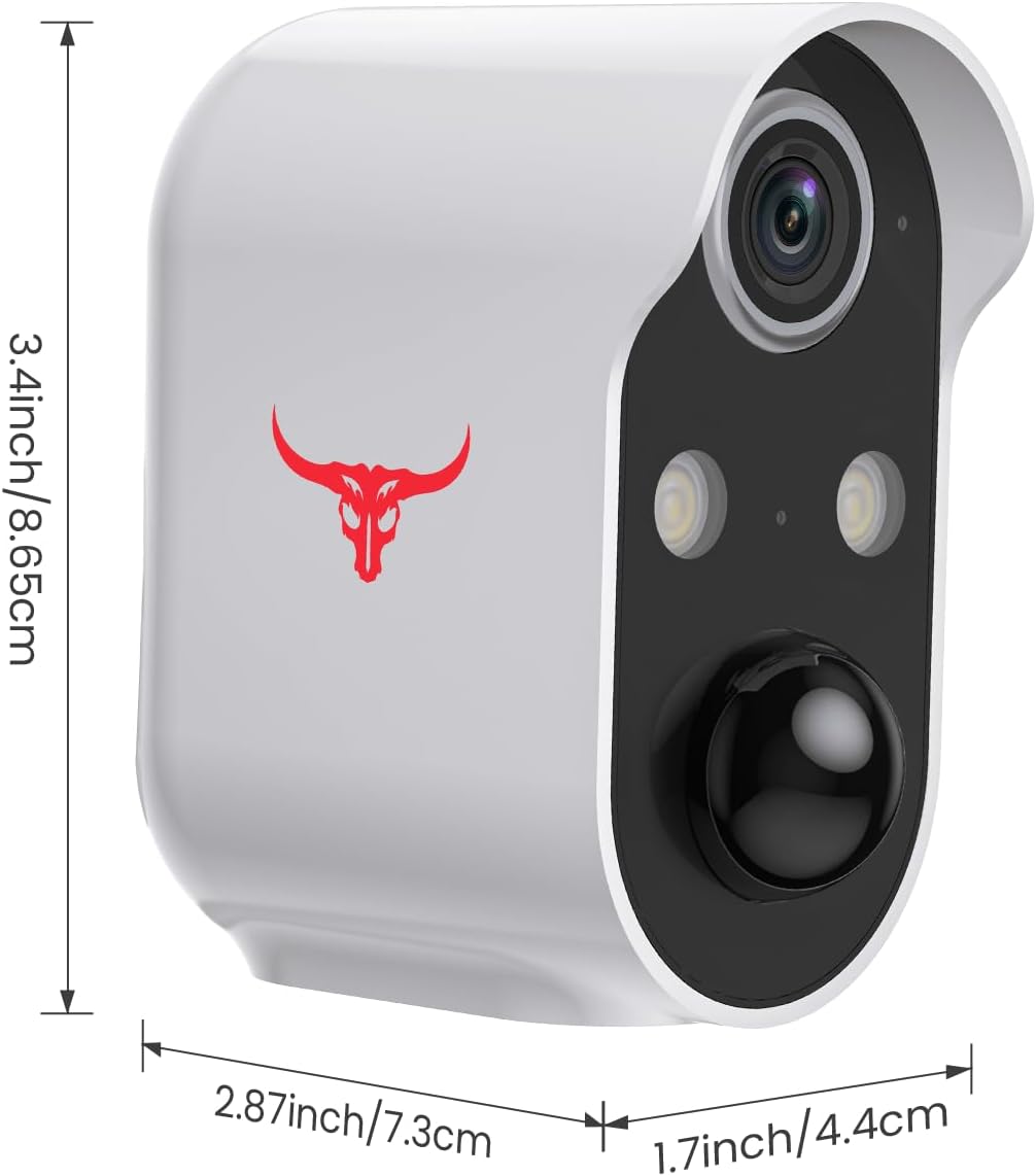 1080P Wireless Security Camera Outdoor, Battery Powered, AI Human Detection, Color Night Vision, 2-Way Audio, IP65 Waterproof, 2.4G Wi-Fi, Cloud Storage (2 Spotlights)