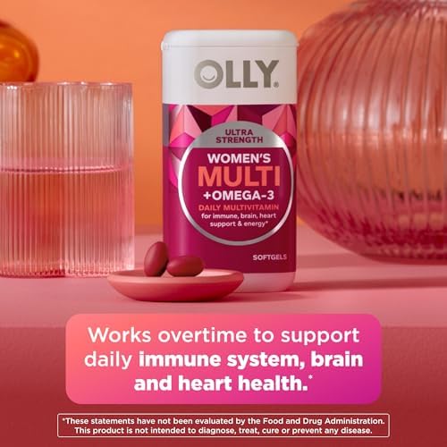 OLLY Ultra Strength Women's Multivitamin Softgels, Omega-3s - 60 Count