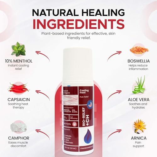 BIO-RELIEF Fast-Acting Hemp Pain Relief Roll On, Cool & Topical Pain Relief