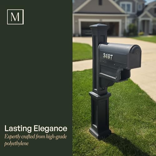Mayne Dover Decorative Mailbox Post with Newspaper Holder, White | For post-mount mailboxes, Weather & fade resistant, All season, 15-year warranty