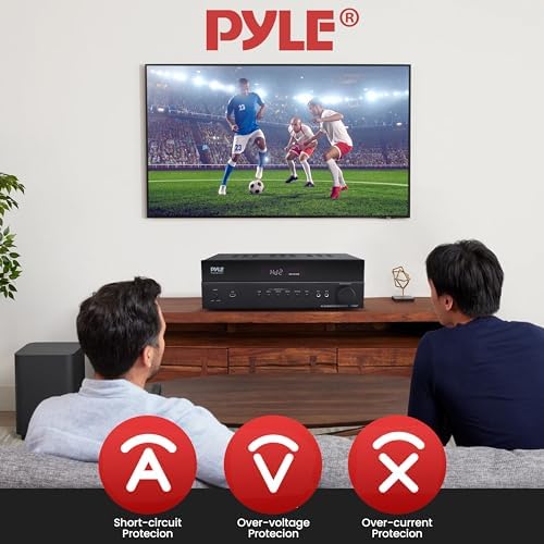 Pyle 5.2 Channel Hi-Fi Home Theater Receiver - 1000W MAX Wireless BT Surround Sound Stereo Amplifier System with 4k Ultra HD Support, MP3/USB/DAC