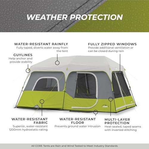 Core 9 Person Instant Cabin Tent - 14' x 9', Green (40008)