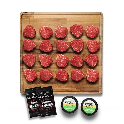 Rastelli's Black Angus Beef Filet Mignon Steaks (10 ct) 5 oz Portions, With Butter, 3.125 lbs. Total