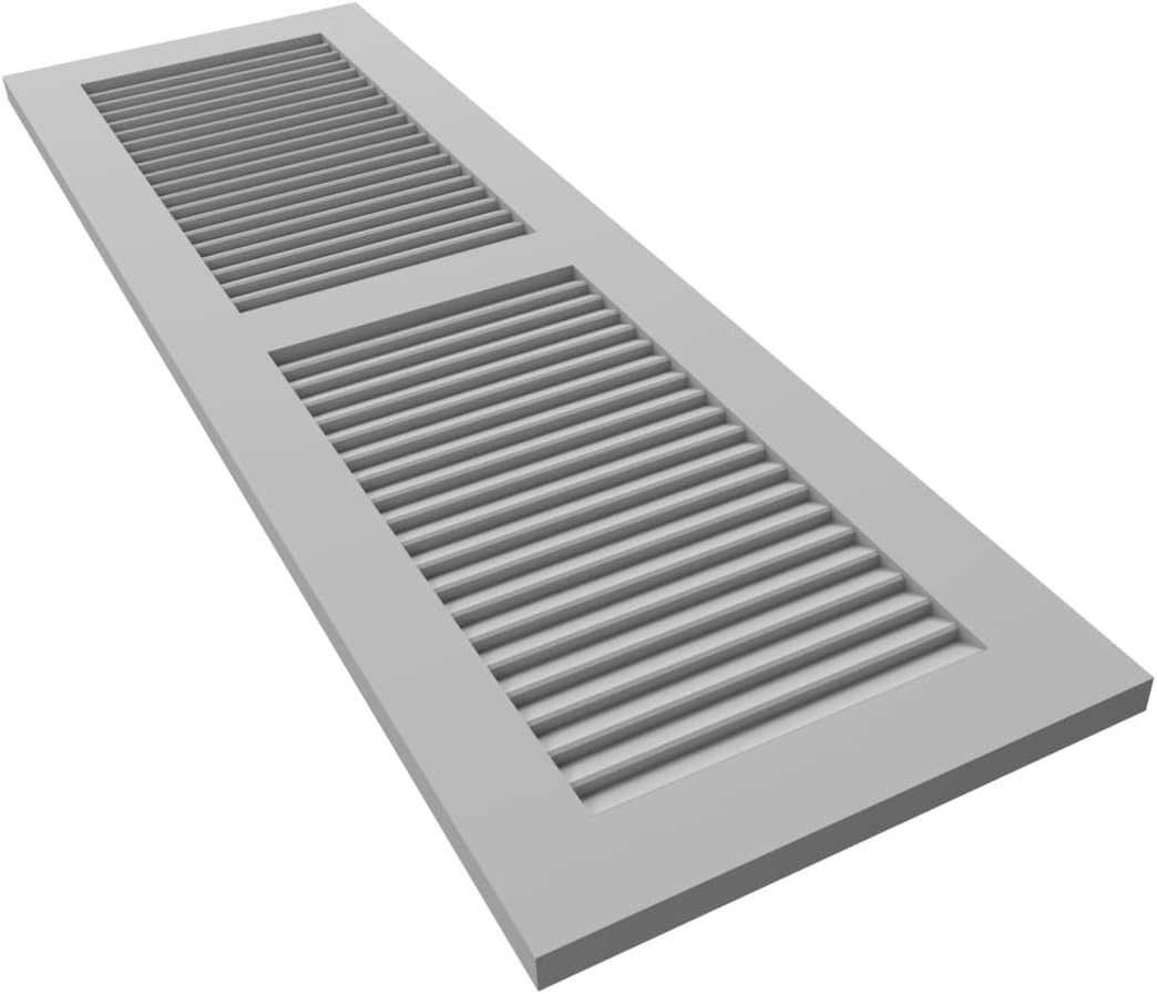 18"W x 60"H True Fit PVC Two Equal Louver Shutters, Unfinished (Per Pair - Hardware Not Included)