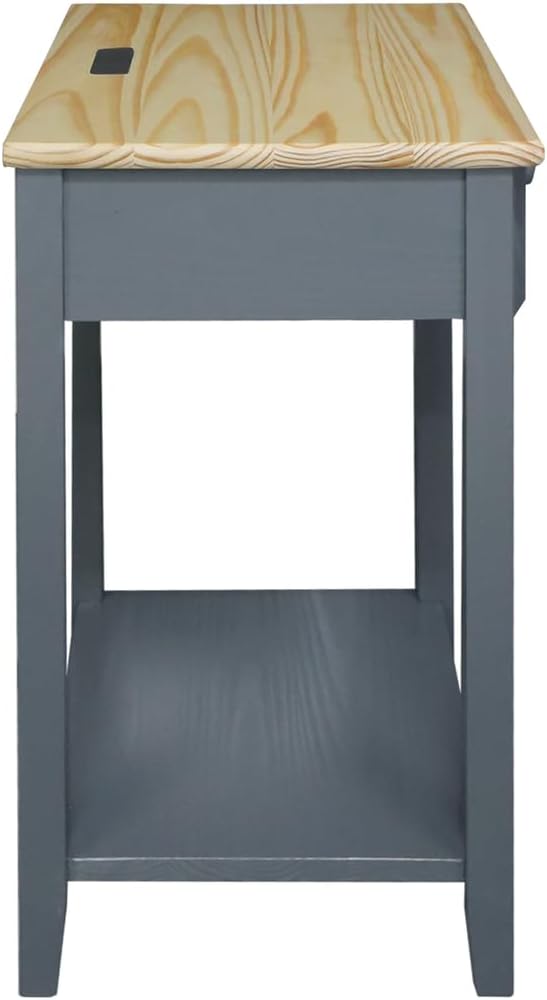 Casual Home Owl Night Stand with USB Port Charging Station and Drawer, 17.5"W x 14.25"D x 24.5"H, Espresso