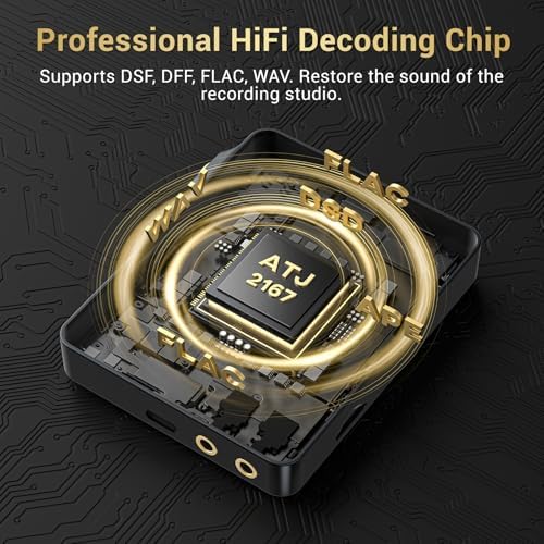 128GB MP3 Player with Bluetooth 5.4, AGXOV Music Player with Built-in HD Speaker, FM Radio, Voice Recorder, HiFi Sound, E-Book, Earphones Included