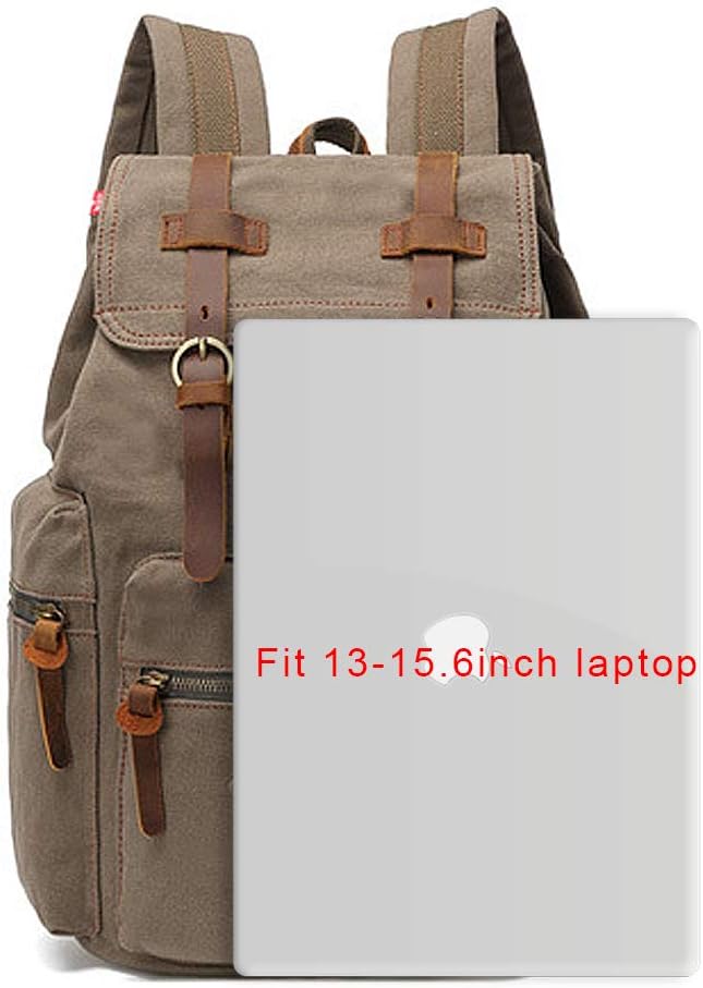 AUGUR High Capacity Canvas Vintage Backpack - for School College Hiking Travel 12-17" Laptop