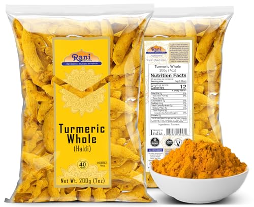 Rani Turmeric (Haldi) Root Whole Spice, Dried 7oz (200g) ~ All Natural | 100% Pure | Vegan | Gluten Friendly | NON-GMO | Kosher | Indian Origin