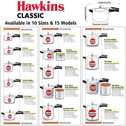 Hawkins Classic 3Liters(Wide) Aluminium Inner Lid Pressure Cooker(Silver)