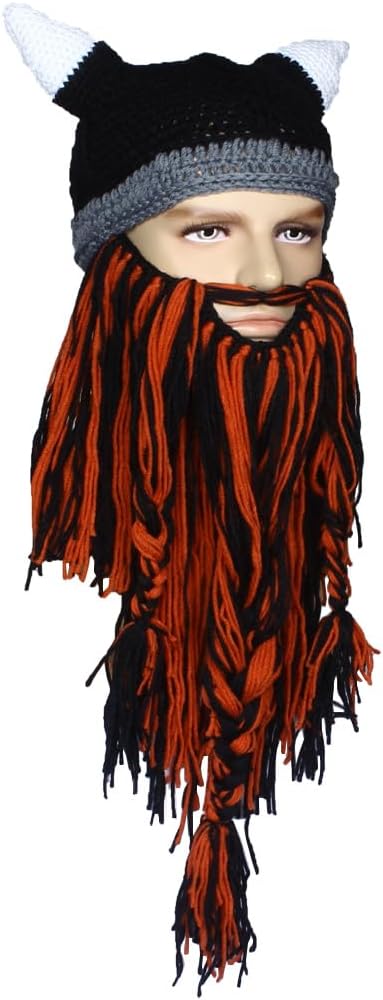 Creative Barbarian Knit Beard Hat Funny Knit Cap Wig Beanie Hats