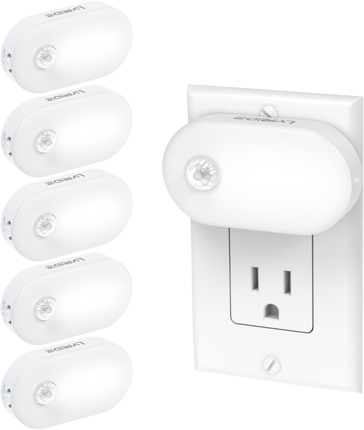 Lyridz 120 Lumens Ultra Bright Plug-in Motion Sensor Night Light, 6-Pack