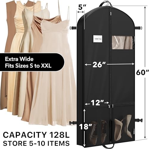 Simple Houseware 43" Travel Garment Bag with Pockets, Heavy Duty Suit Bag