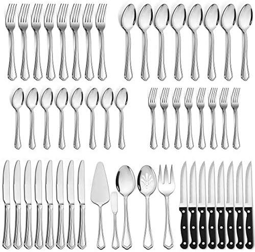 LIANYU 77-Piece Silverware Flatware Set for 12, Stainless Steel Cutlery Set
