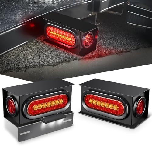 Nilight Steel Weld-On Trailer Light Box Kit with 6 Inch Oval LED Tail Light