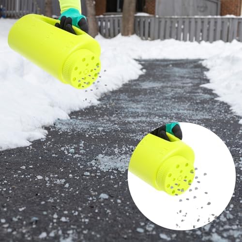 Handheld Spreader Set with Scoop & Gloves for Seed, Salt, De-icer,Green