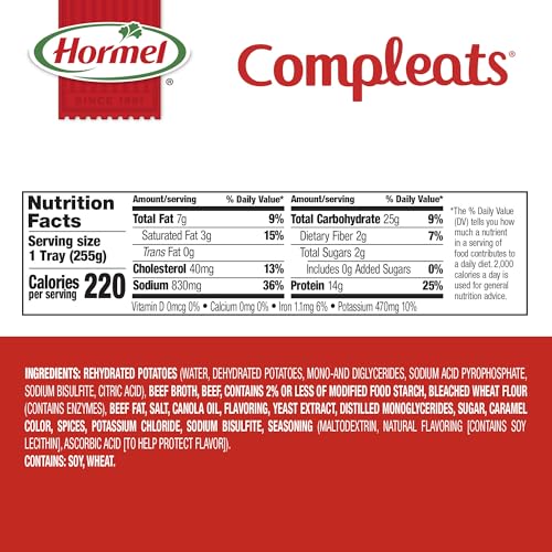 Hormel Compleats Roast Beef and Mashed Potatoes with Gravy, 9 Ounce