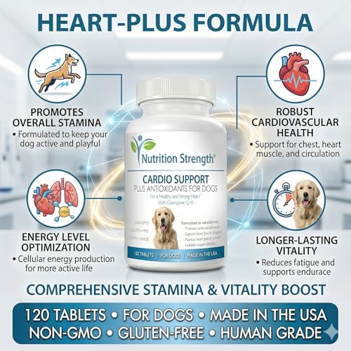 Cardio Support for Dogs Plus Antioxidant, L-Carnitine, L-Taurine, with Coenzyme Q10 and Vitamin E, Promotes a Healthy and Strong Dog Heart