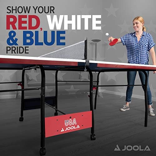 JOOLA Indoor 15mm Ping Pong Table with Quick Clamp Ping Pong Net Set - Single Player Playback Mode - Regulation Size Table Tennis Table - Compact
