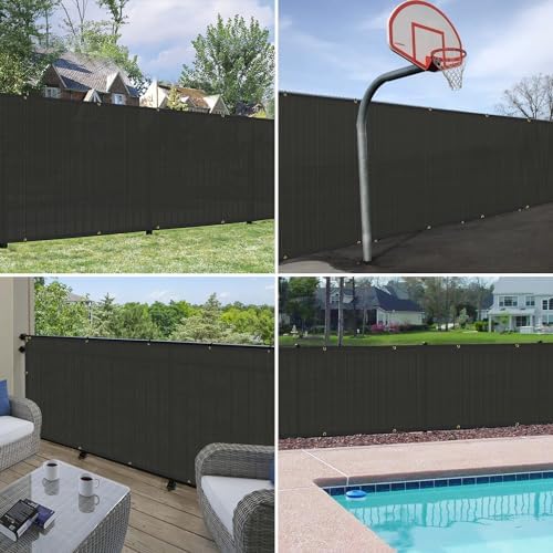 Windscreen4less Privacy Fence Screen 6' x 12' Heavy Duty Windscreen Fencing Mesh Fabric Shade Net Cover for Outdoor Wall Garden Yard Pool Deck, Black