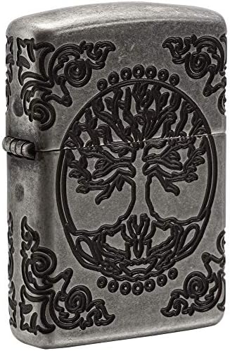 Zippo Tree of Life Pocket Lighter - Refillable Flip-Top Windproof Lighters - Spiritual and Symbolic Design Pocket Lighters - Luxury Metal Lighter Made in USA