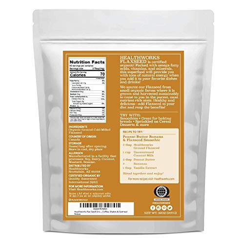 Healthworks Superfoods Organic Ground Flax Seed 3 lb Raw Vegan Keto Non-GMO | Organic, Ground, Omega-3, Fiber, Lignans, Non-GMO, Vegan, Keto, For Smoothies, For Baking, For Oatmeal, Heart Healthy