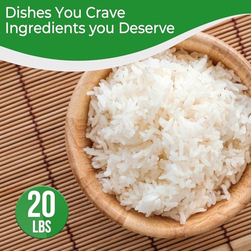 20 Pounds (LBS) Organic Premium Thai Hom Mali Jasmine Rice | Endorsed By Pro Chefs | Four Elephants Brand | Cooking Instructions Packaging