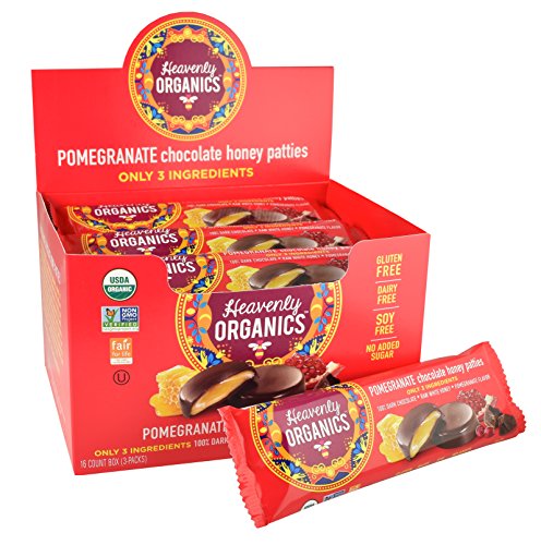 Heavenly Organics Mint Chocolate Honey Patties, (16 Per Box) Made with 100% Organic Cocoa and 100% Organic Raw White Honey; Non-GMO, Fair Trade, Kosher, Dairy & Gluten Free, No Sugar Added