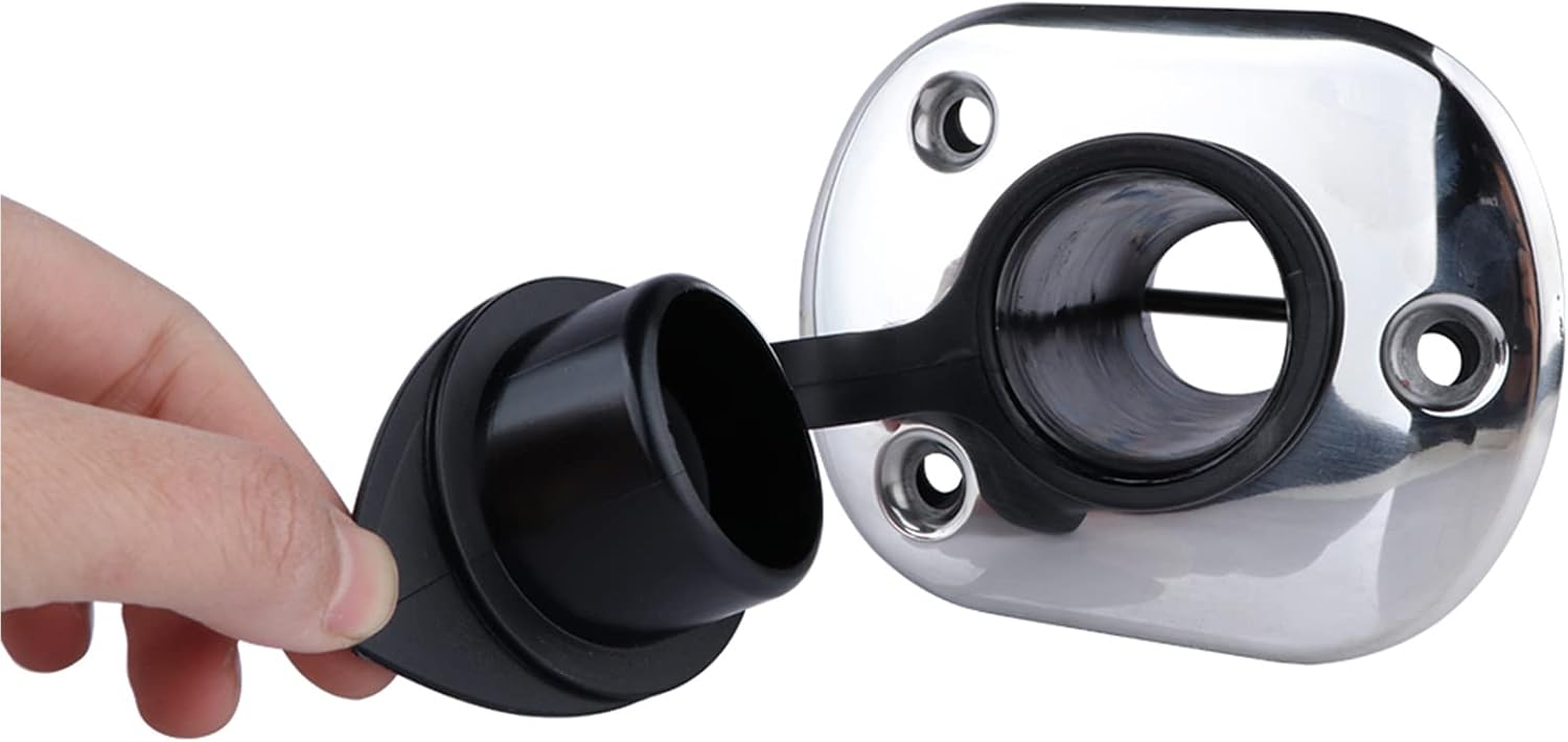 Hoffen 2Pcs Boat Stainless Steel Fishing Rod Holder Flush Mount 15/30/90 Degree with PVC Cap,Inner Tube and Gasket