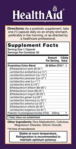 HealthAid ColonProbio – 82 Billion CFU Probiotic with Prebiotic, High Bifido Formula, 14 Strains, Once Daily