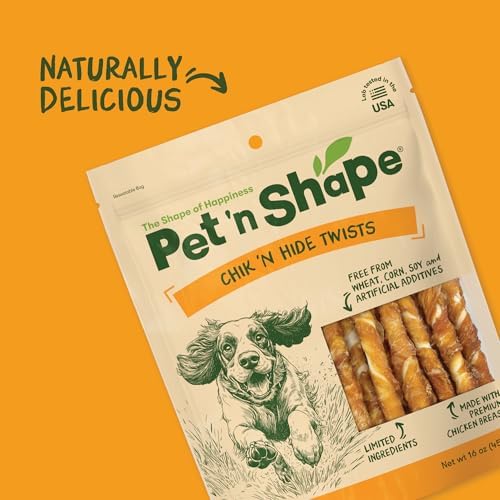 Pet 'n Shape Chik 'n Hide Twists – Chicken Wrapped Rawhide Natural Dog Treats, Small, 16 oz