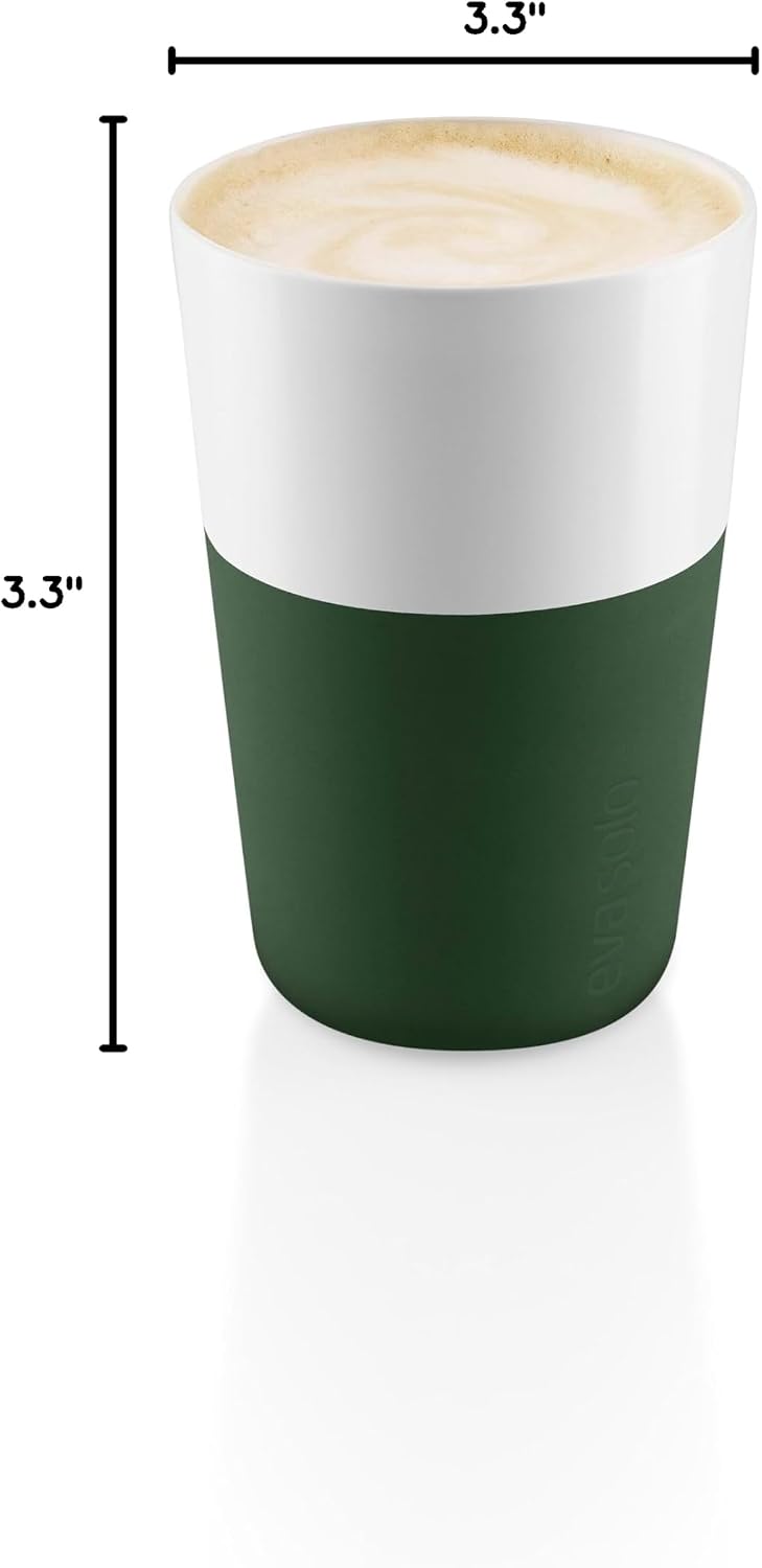 Eva Solo | 2 Lungo Tumbler Mugs | 8 oz Porcelain Coffee Cup Tumblers with Silicone-coated Grip | Danish Design, Functionality & Quality | Black