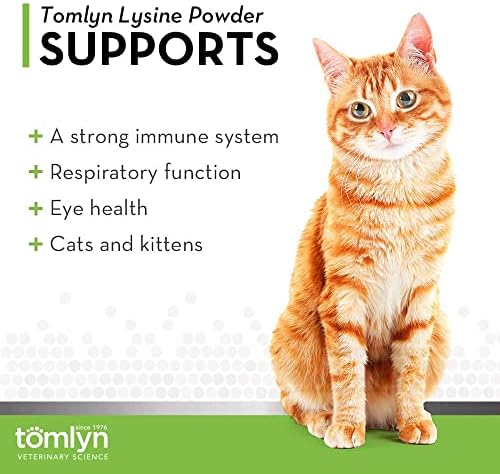 Tomlyn Immune Support Daily L-Lysine Supplement, Fish-Flavored Lysine Powder for Cats and Kittens, 3.5oz
