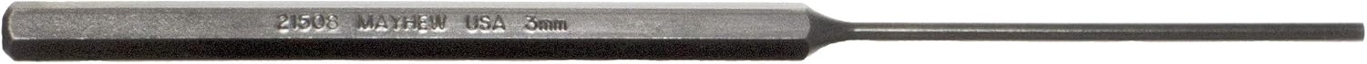 Mayhew Tools 21508 Extra Long Pin Punch, 3 mm x 8", Black Oxide Finish