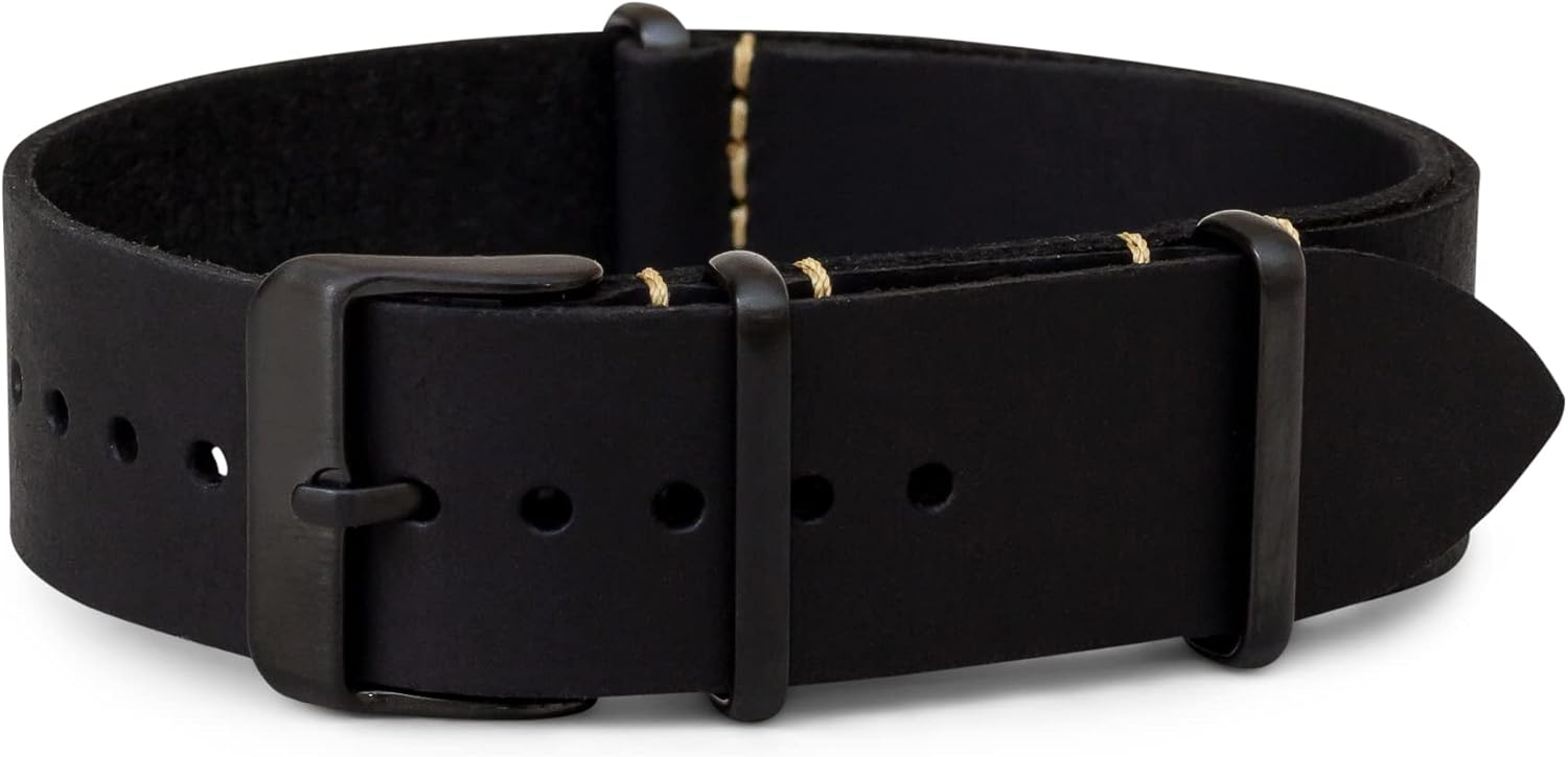 Benchmark Leather Watch Band - Crazy Horse Oiled Leather One-Piece Watch Straps for Men or Women - 18mm, 20mm, 22mm or 24mm Widths