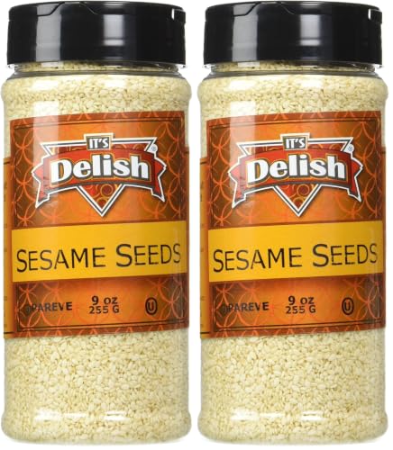 Sesame Seeds White (Hulled) by Its Delish, 9 Oz. Medium Jar