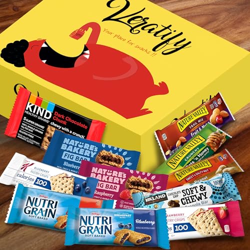 Veratify Healthy Mixed Snack Box (66 Count) Snacks Gift Basket Granola Bars Bulk Variety Grab and Go Men Women Adults Office Work Travel Employee
