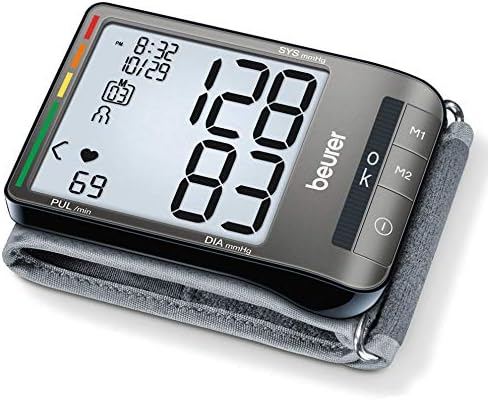 Beurer BC81 Wrist Blood Pressure Monitor – XL Display, Arrhythmia Detection, 120 Memory Sets – XL Blood Pressure Cuff Wrist for Home Use