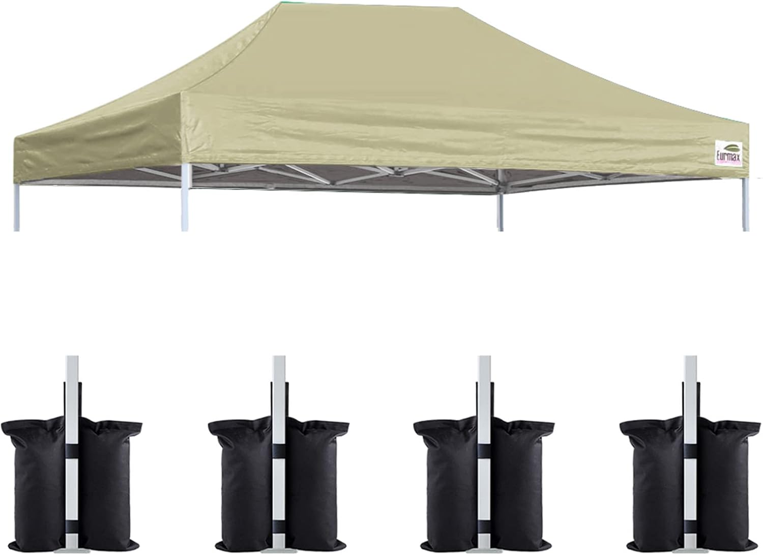 Eurmax USA 10x10 Pop Up Canopy Replacement Top,Universal Instant Canopy Cover ONLY,Heavy Duty UPF 50+ UV Protection,Water & Wind Resistant Tarp,30+ Colors Available,Bonus 4 Sand Bags (White)