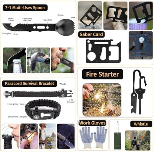 Survival Kit, 294 Pcs Survival Gear Emergency Supplies First Aid Kit | Emergency Survival Kit Camping Essentials Hiking Gear Bug Out Bag