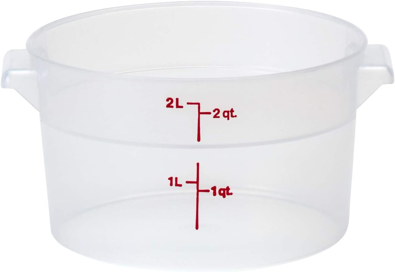 Cambro Food Storage Container - Round Series - 2 QT (Quart) - Commercial Grade for Food Prep (Clear)