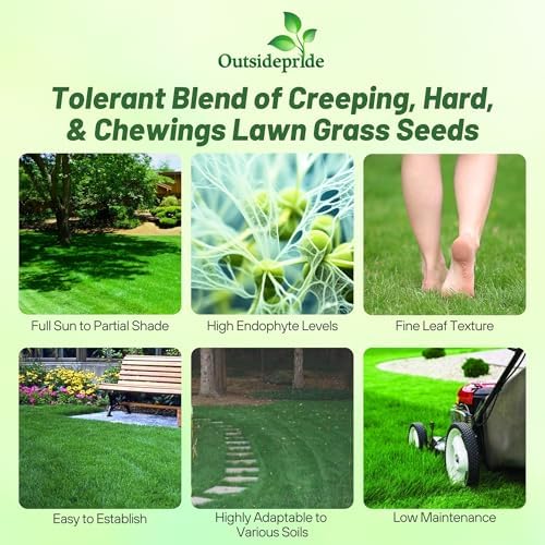 Outsidepride Legacy Fine Fescue Grass Seed Mix - 10 lbs. Shade & Sun Tolerant Blend of Hard, Chewings & Creeping Red with OptiGrowth Coating for Better Establishment