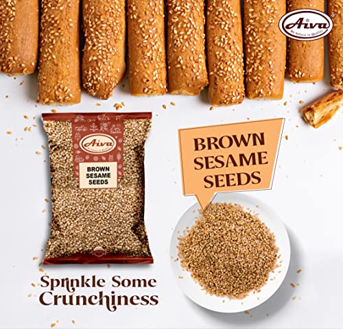 Aiva Sesame Seeds Brown | Sesame Seeds Whole | Hulled Sesame Seeds - (5 LB) – Whole Unhulled Seeds for Cooking, Baking, and Garnishing